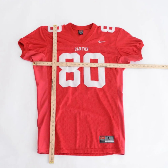Vintage 90S Nike Red Label Canton #80 Game Worn  Real Football Jersey Size Large - Picture 3 of 16